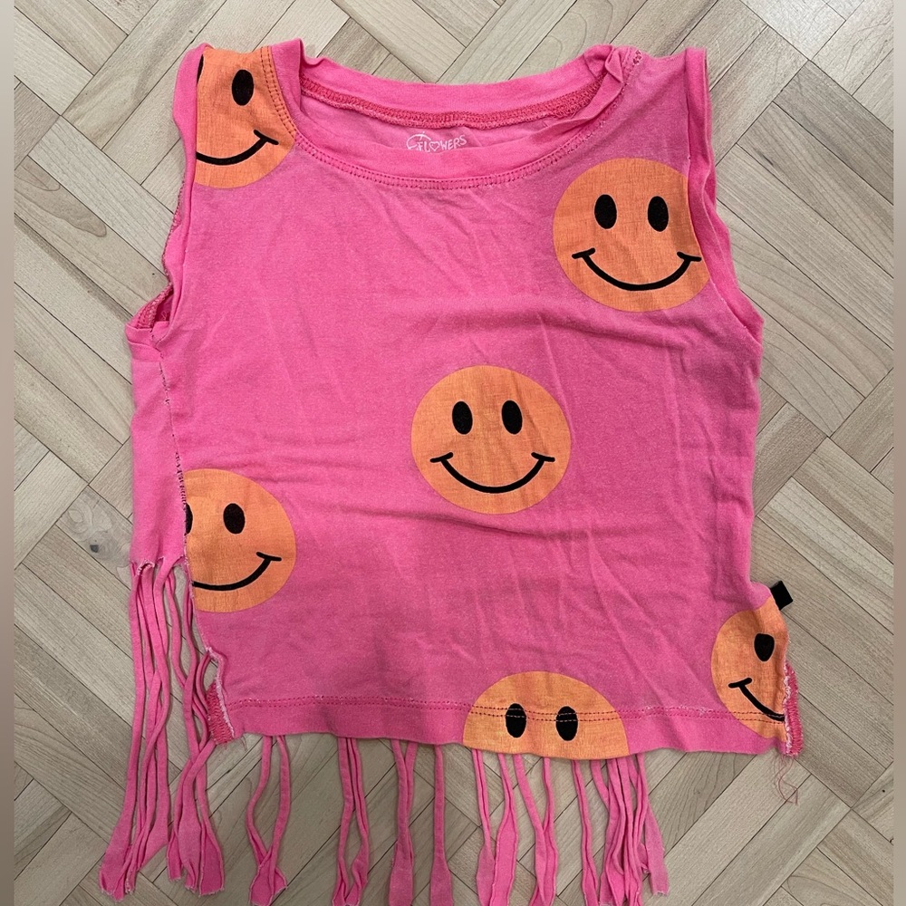 Flowers by Zoe bright pink cropped top with fringed back